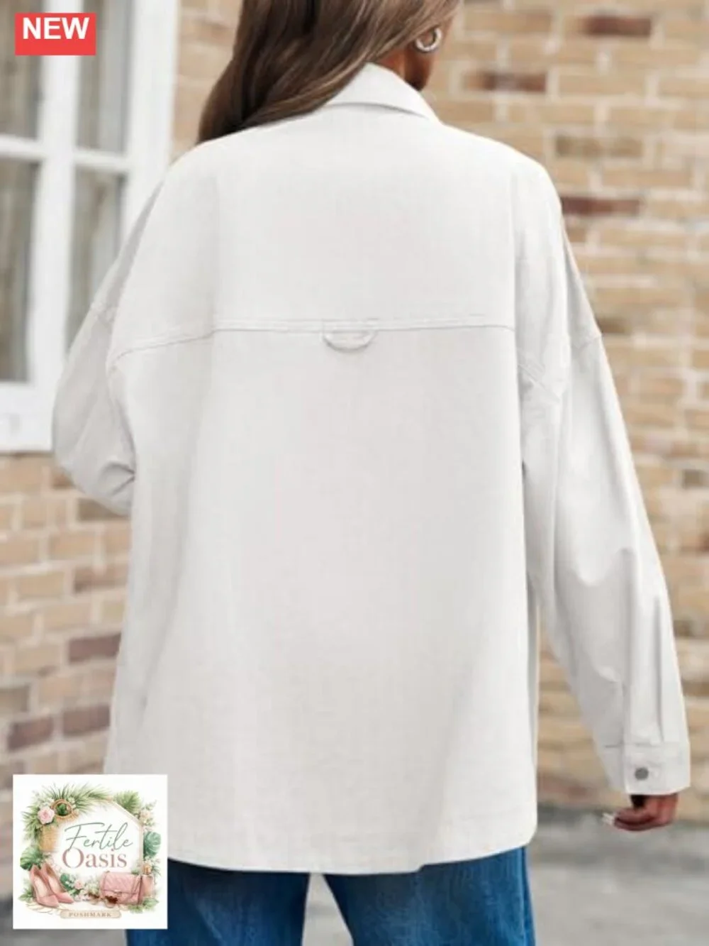 Womens Oversized Denim Shirt Jacket Button Down Long Sleeve Cotton